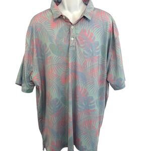 4X  Sunday Swagger Palm Leaves Tropical Miami Pastel Golf Polo